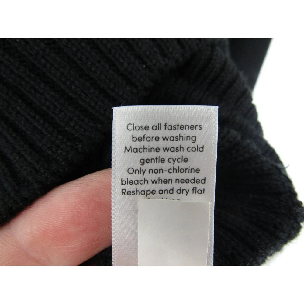 Athleta Cardigan Sweater‎ Medium Black Merino Wool Blend Asymmetric Motto Sporty